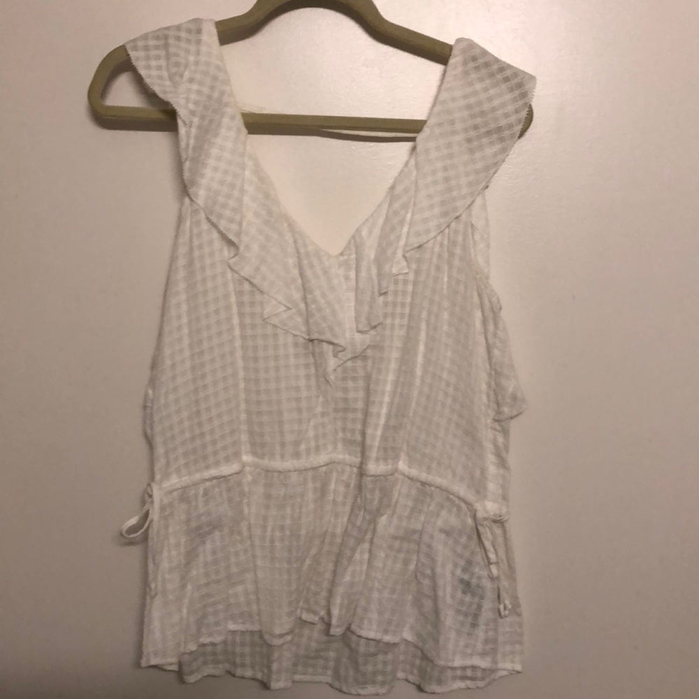 Peplum Ruffle Tank Top White Size Large!